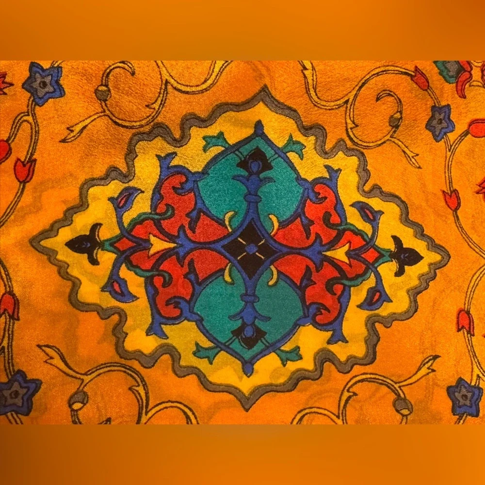 100% Silk Elaine Gold Scarf Approx 50”x10”
